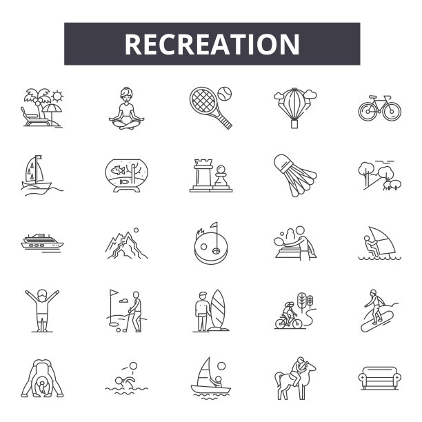 娱乐线图标，标志，矢量集，线性概念，轮廓插图图片下载