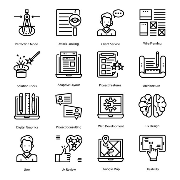 UI/UX设计线性图标集图片下载