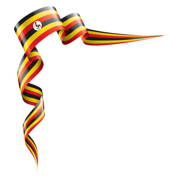 乌干达国旗，矢量插图在白色的背景图片下载