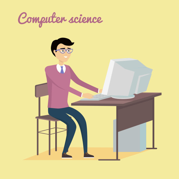 平面风格设计中的计算机科学概念。图片下载