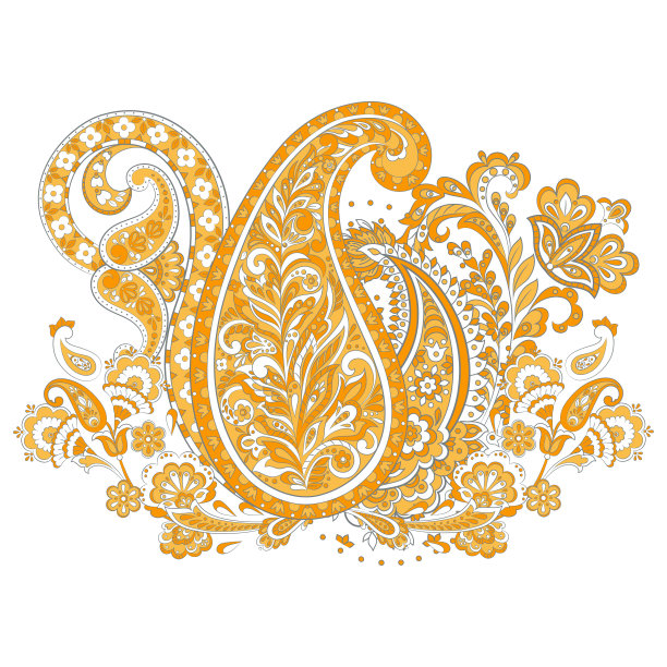 孤立的佩斯利装饰。印度矢量图解图片下载