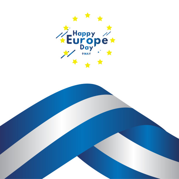快乐的欧洲日庆祝旗帜矢量模板设计插图图片下载