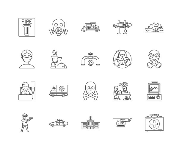 意外线图标，线性符号，矢量集，轮廓概念说明图片下载