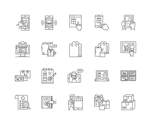 目录线图标，标志，向量集，大纲插图的概念图片下载