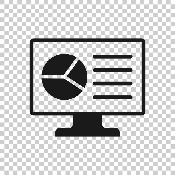 透明风格分析监控图标与图表矢量插画图片下载