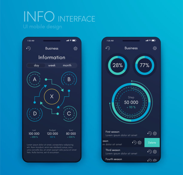 用于分析的手机应用程序。股票向量图片下载