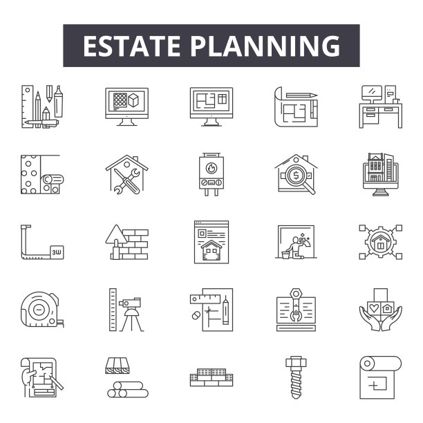 遗产规划线图标、标志、向量集、线性概念、轮廓插图图片下载