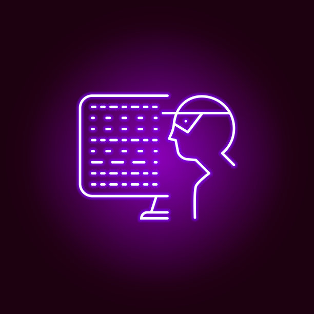 黑客，霓虹风格的黑客图标。可以用于网页，logo，手机应用，UI, UX图片下载