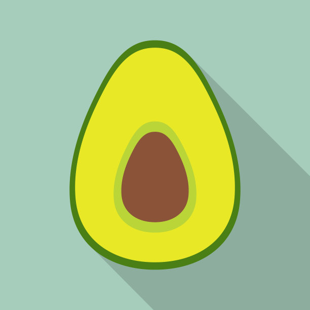 平底牛油果切片插画与龙影图片下载