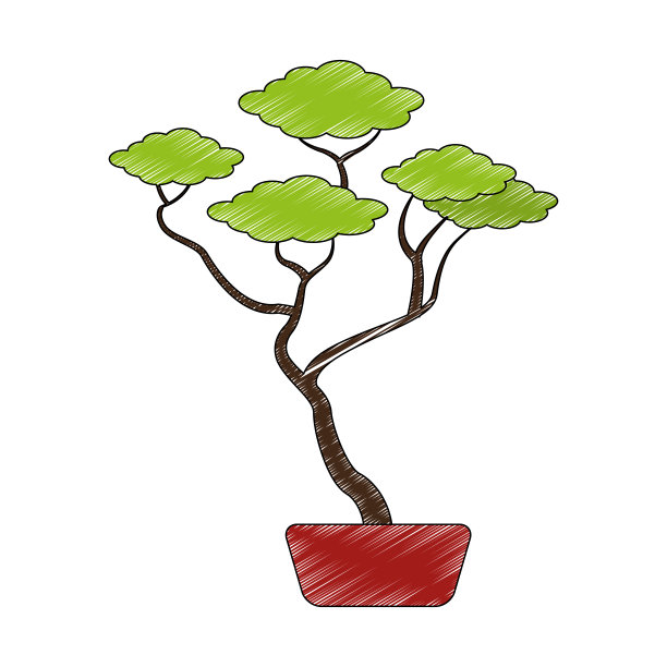 盆景在花盆里涂鸦图片下载