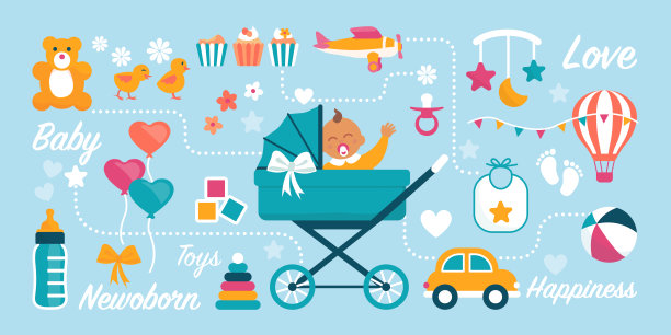 可爱的挥手宝宝贺卡图片下载