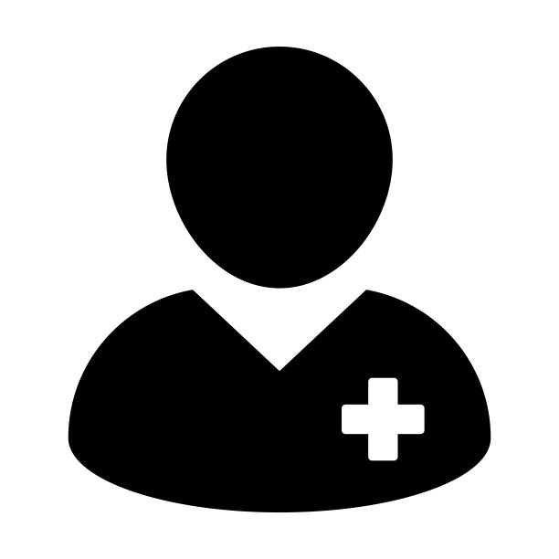 医院图标：男性头像，扁平彩色象形图，代表病人健康护理图片下载