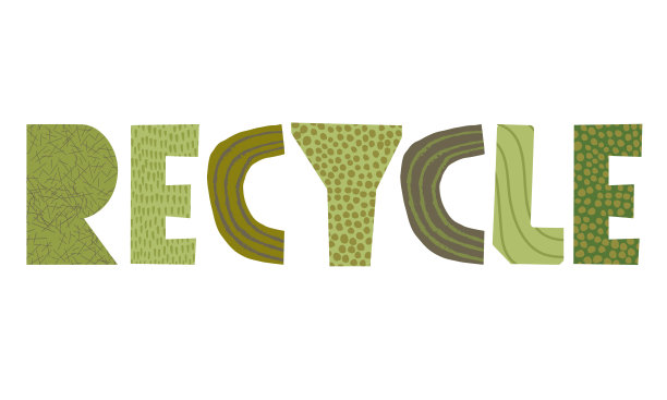 回收矢量纸拼贴字图片下载