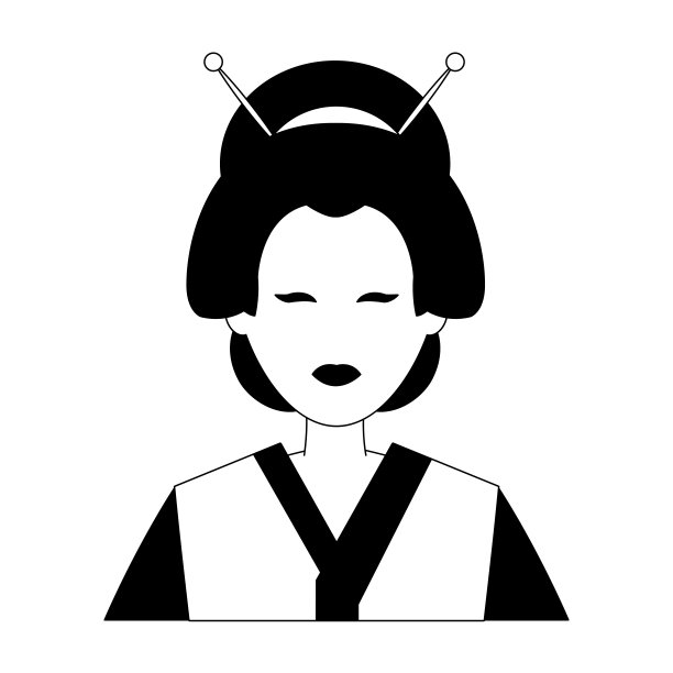 黑白版的艺伎头像图片下载