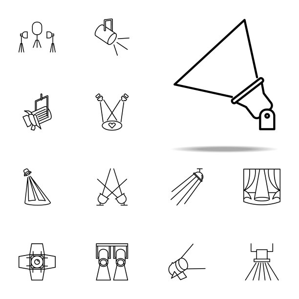 户外照明灯图标。聚光灯图标普遍设置为网络和移动图片下载