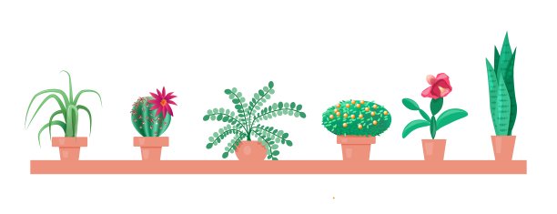 白色背景上的室内植物向量集图片下载