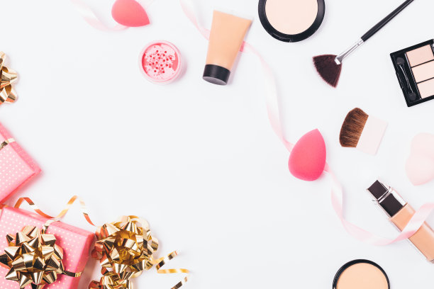 节日平面lay frame的妇女装饰化妆品图片下载