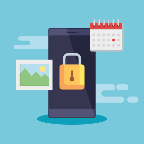 智能手机技术与挂锁和日历与照片图片下载