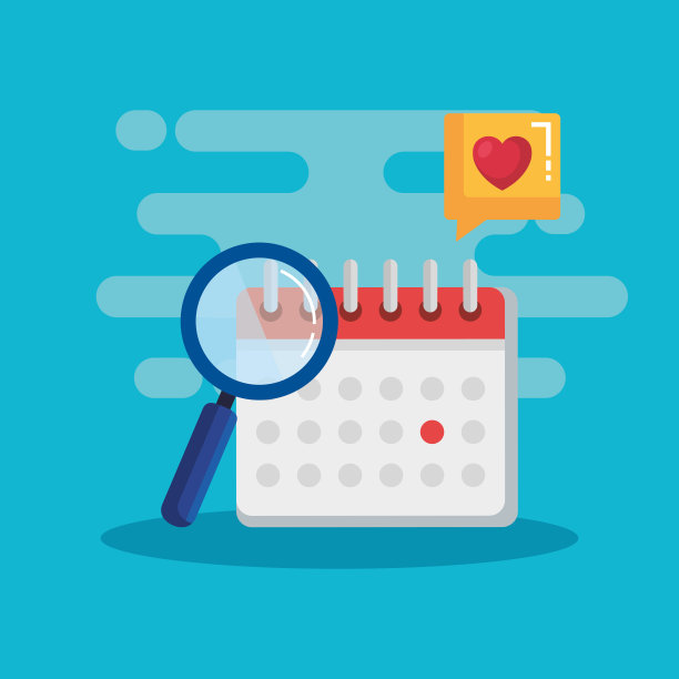 媒体日历与聊天泡和放大镜图片下载