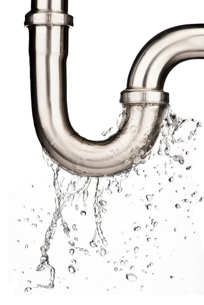 白色背景上隔离的不锈钢下沉管漏水图片下载