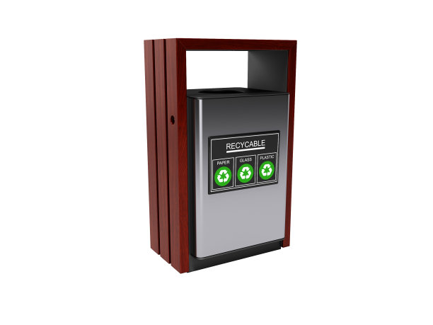 城市垃圾桶分类垃圾3d渲染，白色背景无阴影图片下载