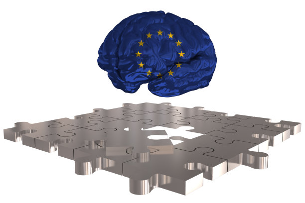 欧盟旗帜大脑概念银缺一个谜题图片下载