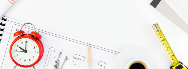 室内设计师桌子工作场所与房子的计划图片下载