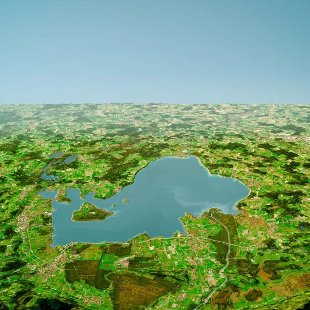 基姆西拜仁3D渲染地形图从南部夏季视图图片下载