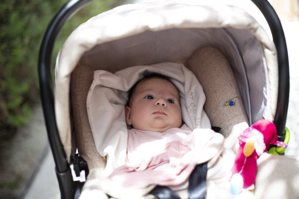 婴儿在婴儿车里。图片下载