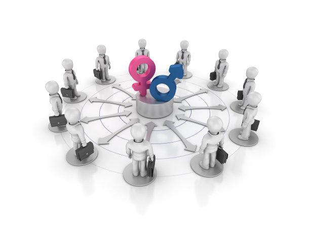 团队商务人士与性别符号- 3D渲染图片下载