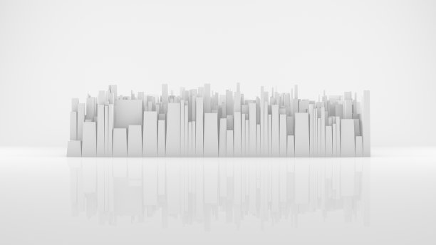 白色背景上的3D城市图片下载