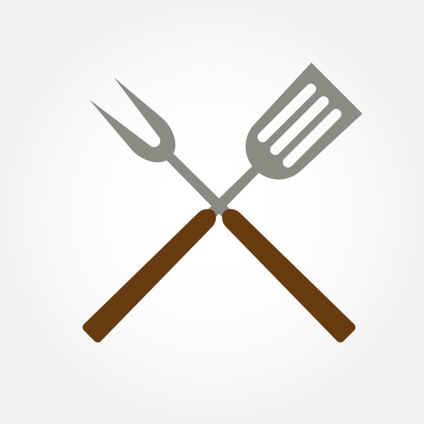 烧烤工具图标。交叉烧烤叉与抹刀。烧烤的象征。矢量插图。图片下载