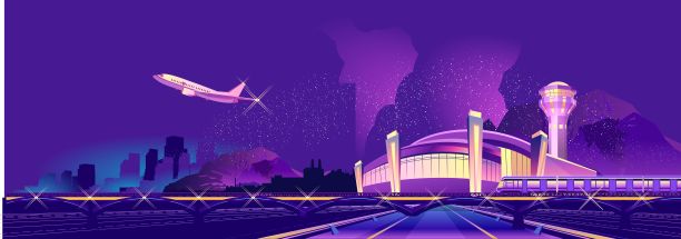 晚上霓虹灯机场图片下载