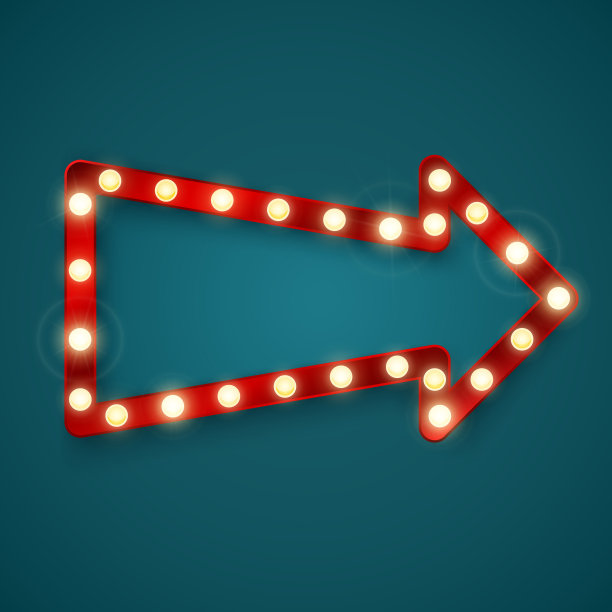 复古的箭头旗帜。赌场的广告招牌。矢量图图片下载