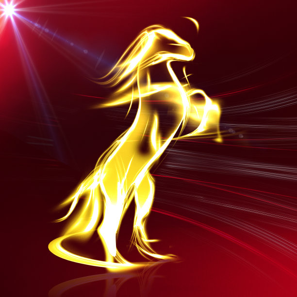 金色赛马在红色背景-插图图片下载