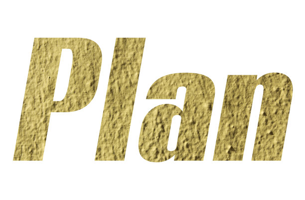 计划字与黄色墙壁纹理的白色背景图片下载