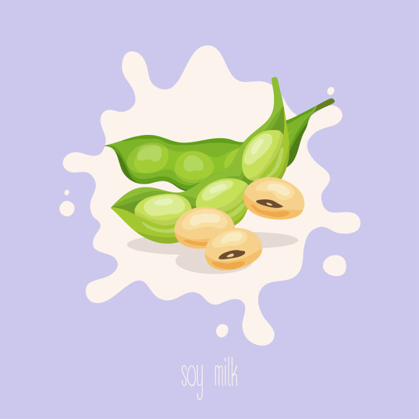 豆奶。豆浆溅在牛奶上。矢量插图。图片下载