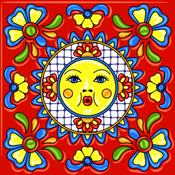 墨西哥塔拉维拉瓷砖图案。图片下载