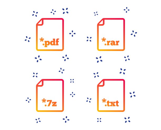 文档的迹象。文件扩展名符号。向量图片下载