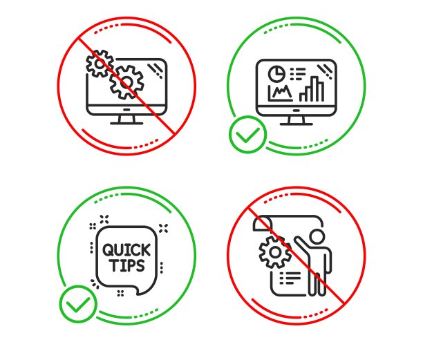 分析图表，快速提示和设置图标设置。设置蓝图的迹象。向量图片下载