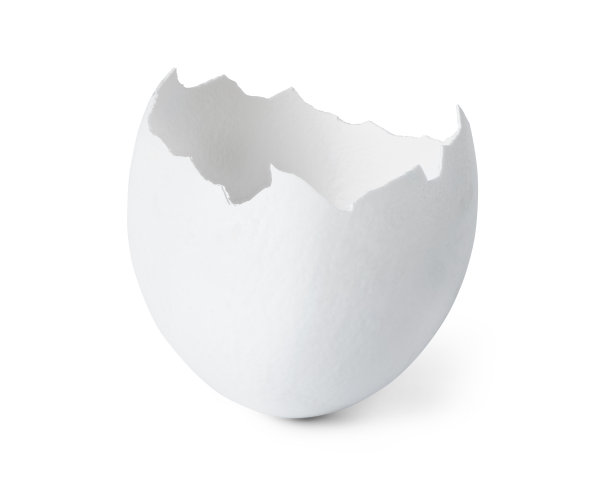 白色孤立背景上的破鸡蛋壳。文件包含到隔离的路径。图片下载