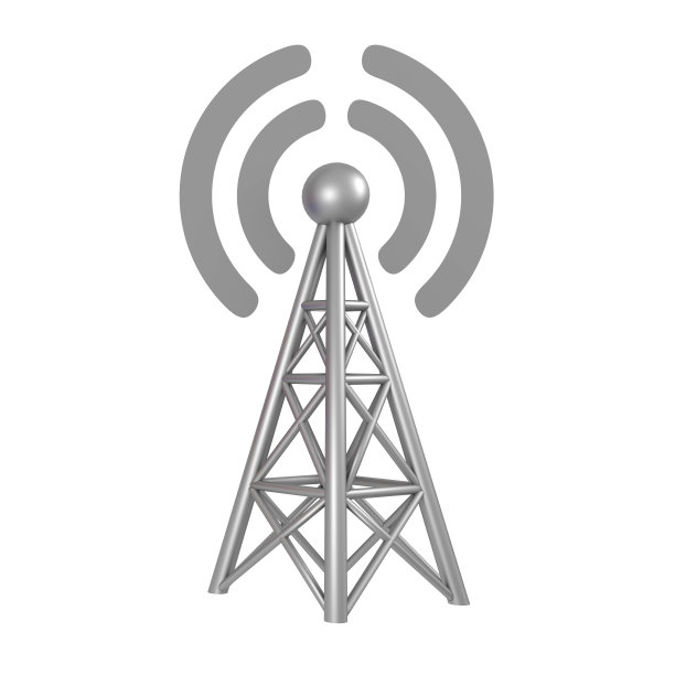 3G, 4G, 5G，无线收发基站Wi-Fi隔离白色背景。三维渲染图片下载