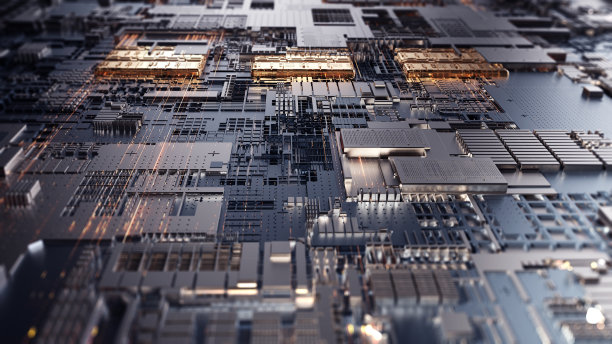 印刷电路板未来的服务器。三维渲染图片下载