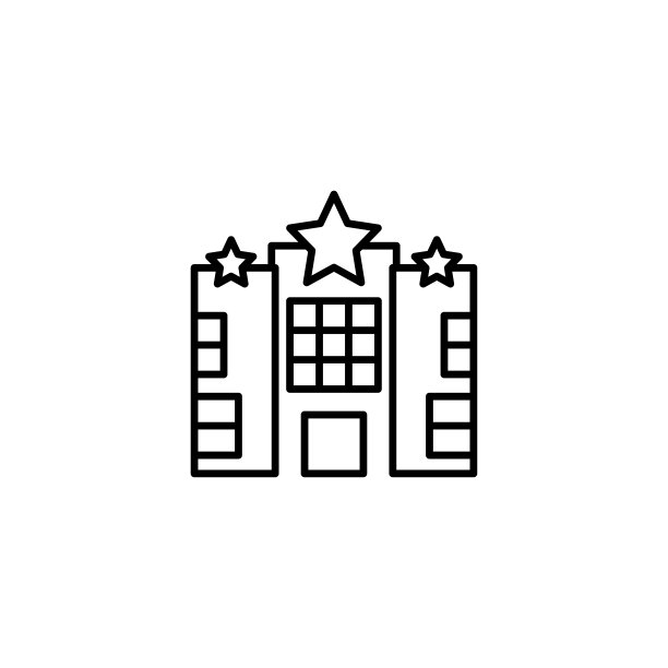 酒店建筑图标矢量插画图片下载