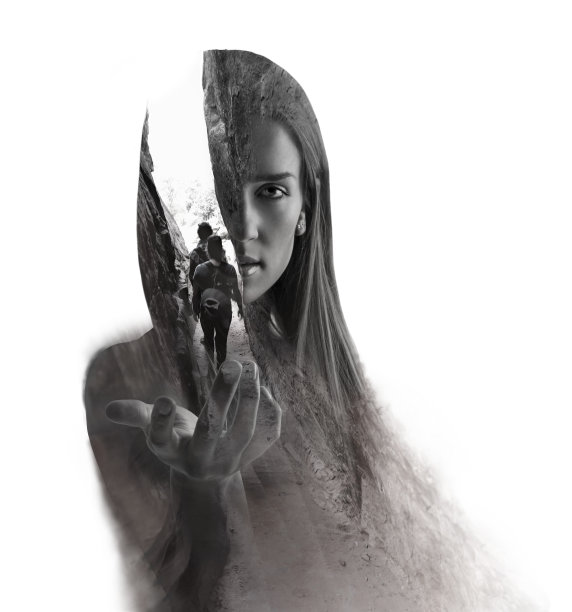 多曝光妇女徒步锡安国家公园图片下载