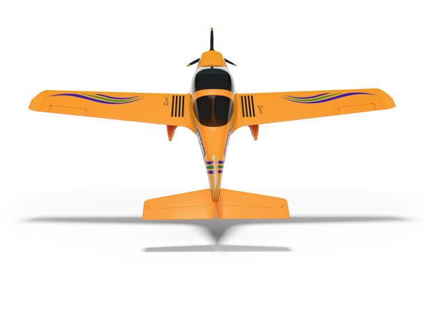 橙色光双飞机飞起3d渲染在白色背景与阴影图片下载