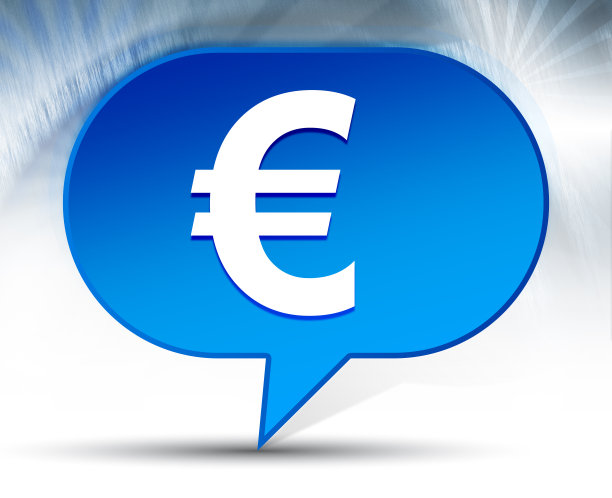 欧元标志图标蓝色气泡背景图片下载