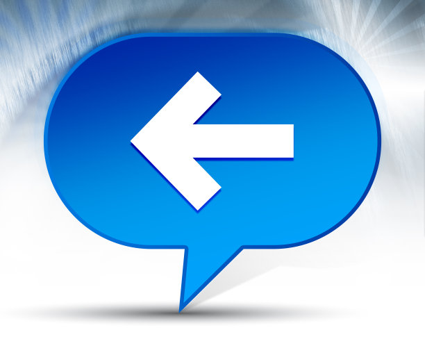 后退箭头图标蓝色气泡背景图片下载