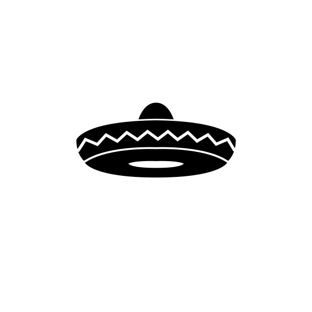 宽边帽图标，孤立在白色图片下载