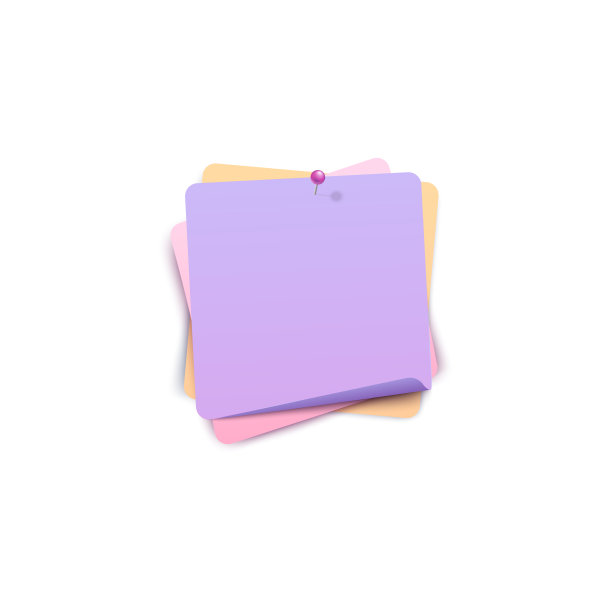 方形空白纸堆的别针贴纸模板与弯曲的边缘矢量。图片下载